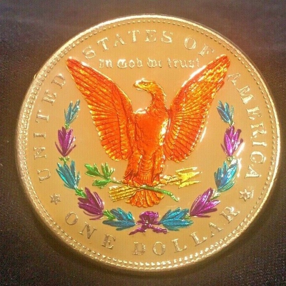 1885 MORGAN SILVER DOLLAR Genuine Fully Colorized Obverse and Reverse - Picture 6 of 6